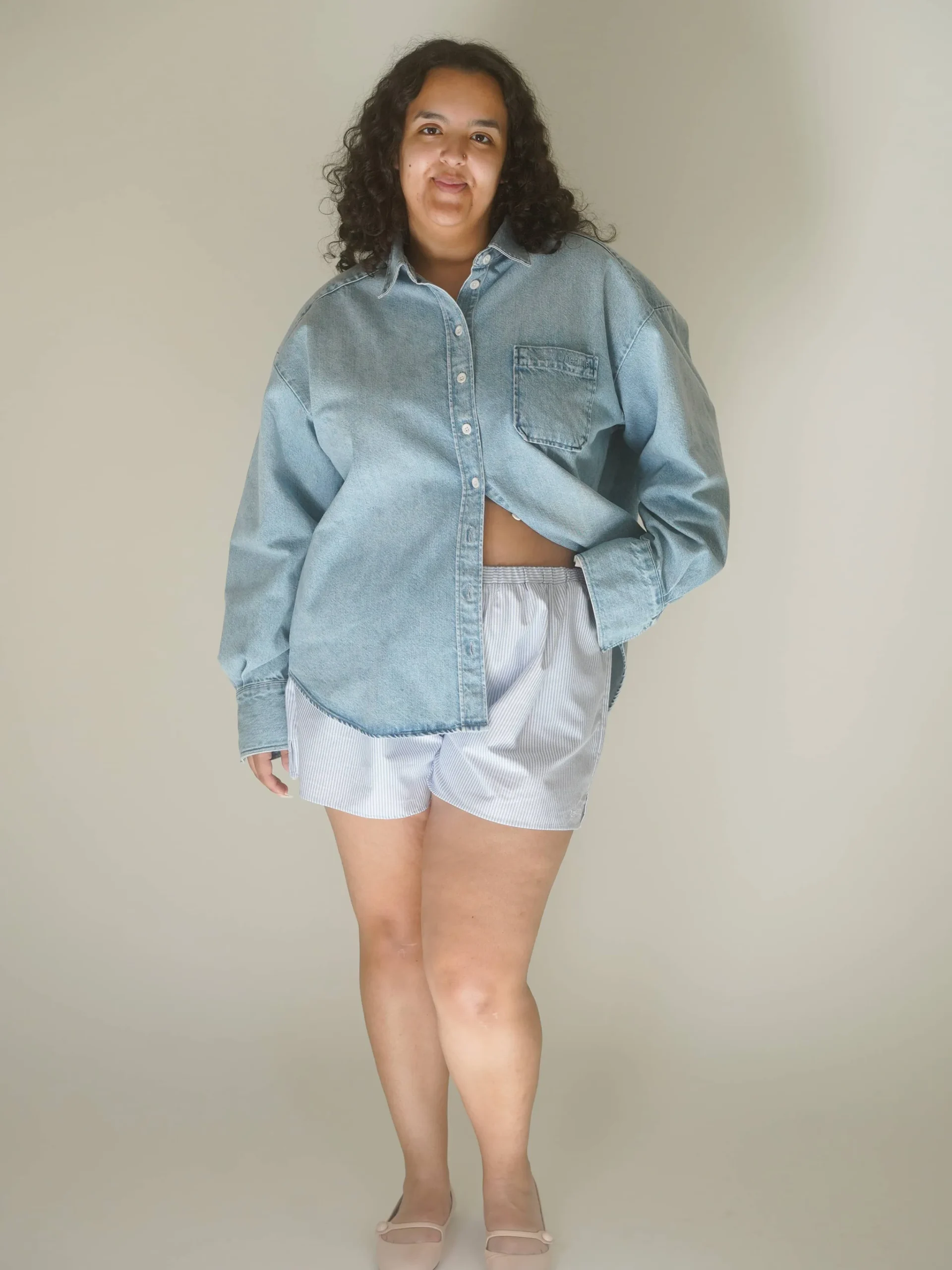 Djerf Avenue Denim Shirt Washed Blue Sale