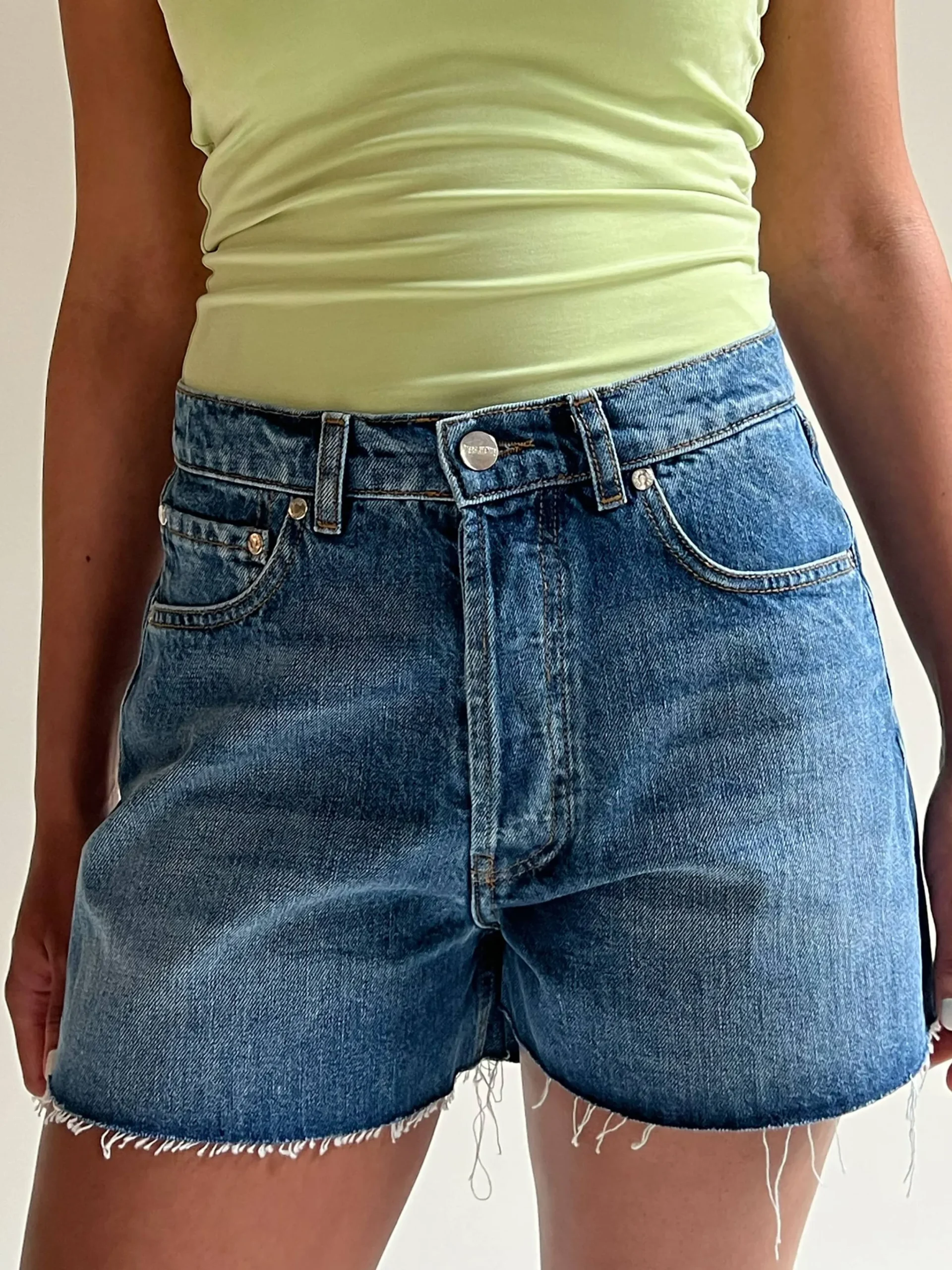 Djerf Avenue Denim Shorts Vintage Blue Clearance