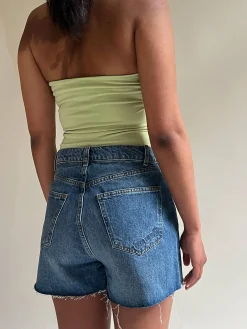 Djerf Avenue Denim Shorts Vintage Blue Clearance