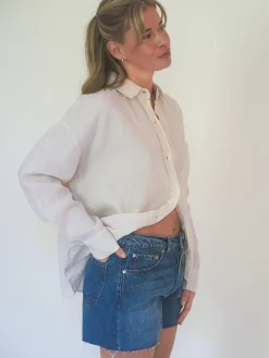 Djerf Avenue Denim Shorts Vintage Blue Clearance