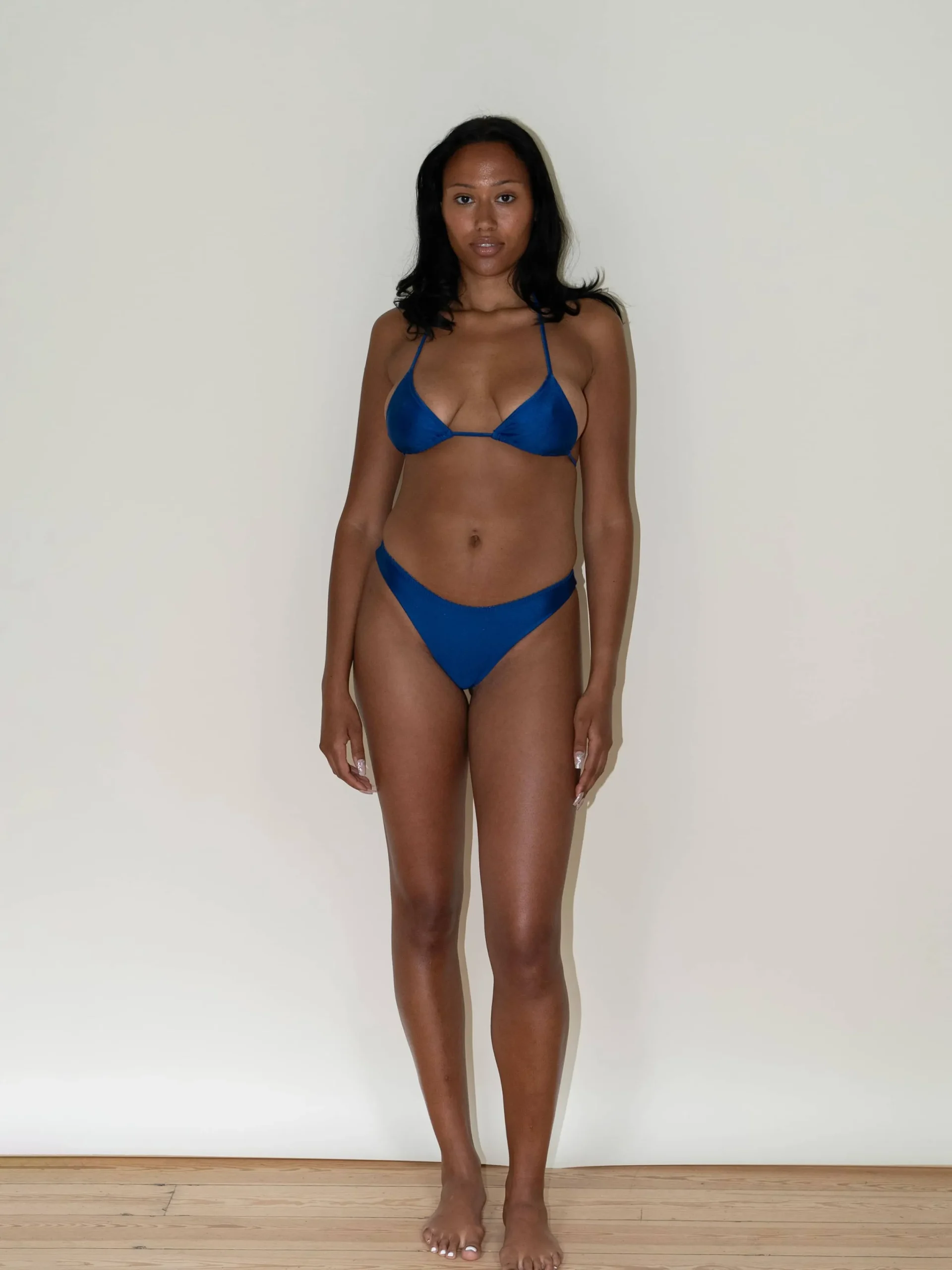 Djerf Avenue Dove Satin Bikini Bottom Deep Blue Outlet
