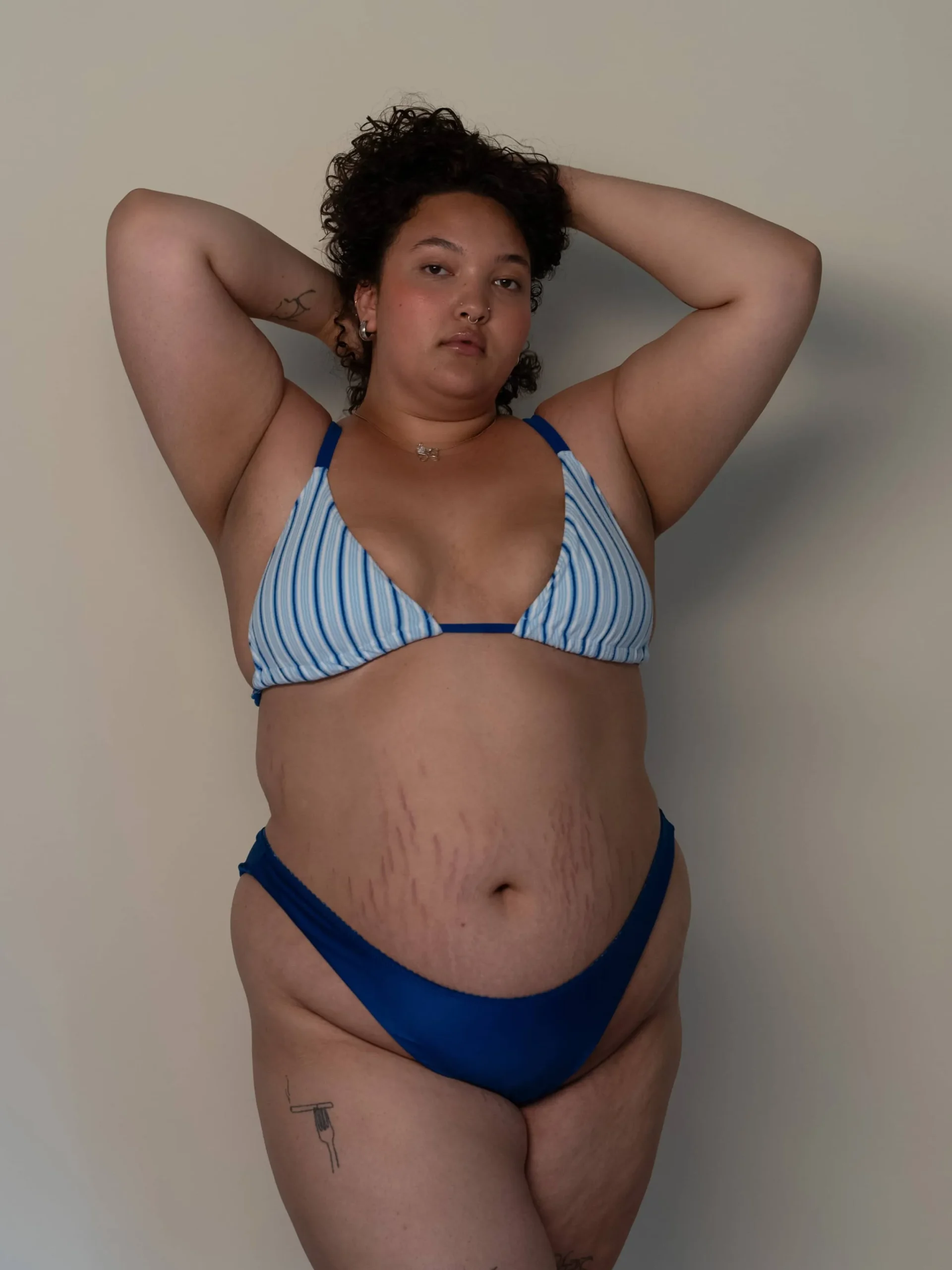 Djerf Avenue Dove Satin Bikini Bottom Deep Blue Outlet