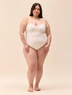 Djerf Avenue Embroidered Essential Swimsuit Cream