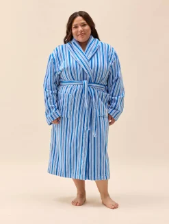 Djerf Avenue Essential Robe Blue Stripe New