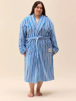 Djerf Avenue Essential Robe Blue Stripe New