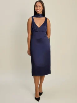 Djerf Avenue Evening Midi Dress Midnight Blue