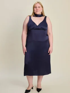 Djerf Avenue Evening Midi Dress Midnight Blue