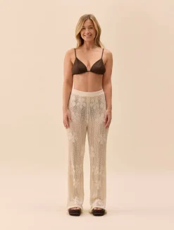 Djerf Avenue Flower Pants Ivory Online