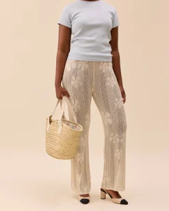 Djerf Avenue Flower Pants Ivory Online
