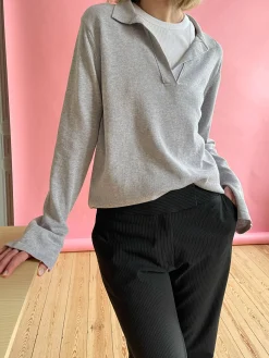 Djerf Avenue Getaway Top Grey Melange New