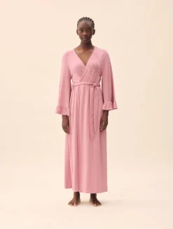 Djerf Avenue Go Slow Embroidered Robe Dusty Pink
