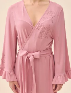 Djerf Avenue Go Slow Embroidered Robe Dusty Pink