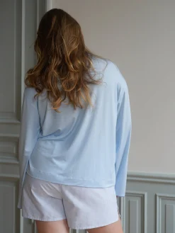 Djerf Avenue Go Slow PJ Shirt Blue Hot