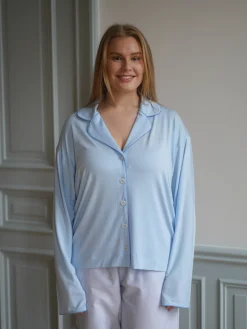 Djerf Avenue Go Slow PJ Shirt Blue Hot