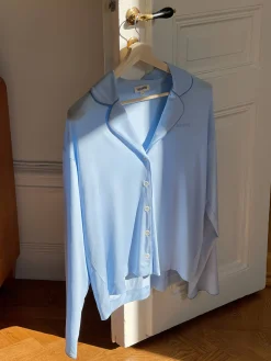 Djerf Avenue Go Slow PJ Shirt Blue Hot