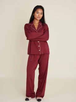 Djerf Avenue Go Slow PJ Shirt Burgundy Outlet