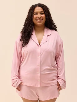Djerf Avenue Go Slow PJ Shirt Pink/White Online