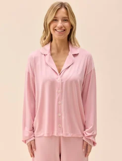 Djerf Avenue Go Slow PJ Shirt Pink/White Online