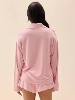 Djerf Avenue Go Slow PJ Shirt Pink/White Online
