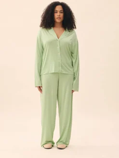 Djerf Avenue Go Slow PJ Shirt Pistachio Sale