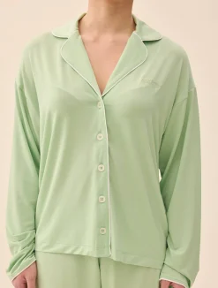 Djerf Avenue Go Slow PJ Shirt Pistachio Sale