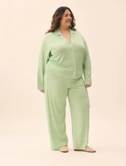 Djerf Avenue Go Slow PJ Shirt Pistachio Sale