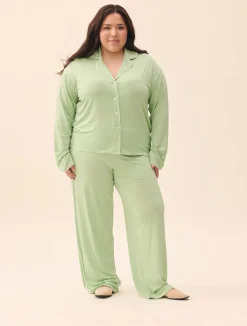 Djerf Avenue Go Slow PJ Shirt Pistachio Sale