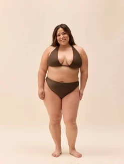 Djerf Avenue Halterneck Bikini Top Cocoa Hot