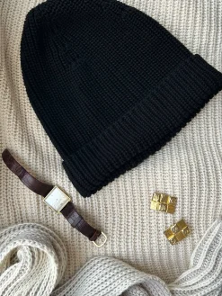 Djerf Avenue Knitted Beanie Black Discount
