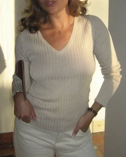 Djerf Avenue Knitted Long Sleeve Top Taupe