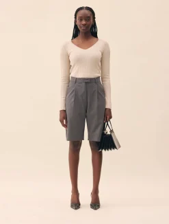 Djerf Avenue Knitted Long Sleeve Top Taupe