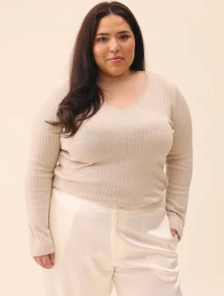 Djerf Avenue Knitted Long Sleeve Top Taupe
