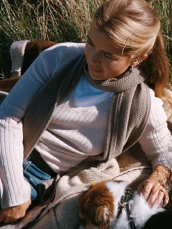Djerf Avenue Knitted Long Sleeve Top Taupe