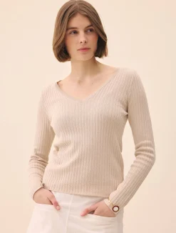 Djerf Avenue Knitted Long Sleeve Top Taupe