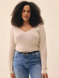 Djerf Avenue Knitted Long Sleeve Top Taupe