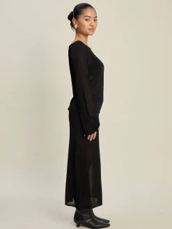 Djerf Avenue Knitted Midi Skirt Black Clearance