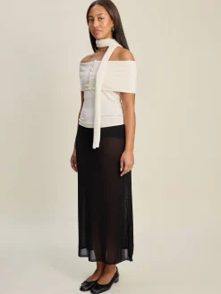Djerf Avenue Knitted Midi Skirt Black Clearance