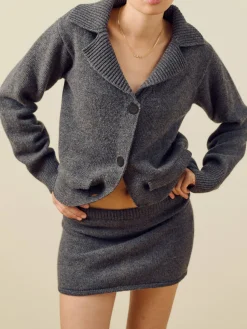 Djerf Avenue Knitted Mini Wool Skirt Charcoal Best