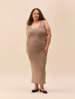Djerf Avenue Knitted Tank Dress Taupe Sale
