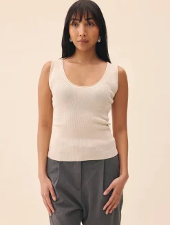 Djerf Avenue Knitted Tank Top Ivory Hot