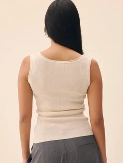Djerf Avenue Knitted Tank Top Ivory Hot