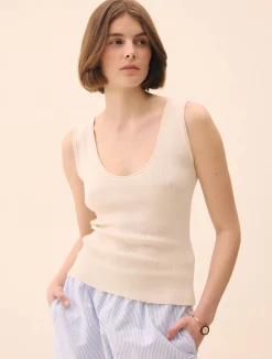 Djerf Avenue Knitted Tank Top Ivory Hot