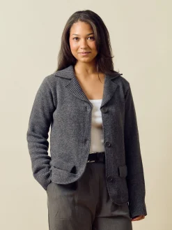 Djerf Avenue Knitted Wool Jacket Charcoal Online