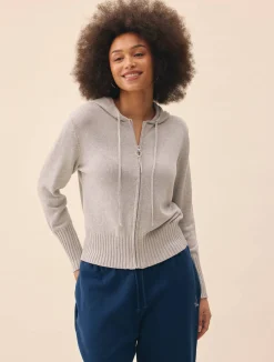 Djerf Avenue Knitted Zip Hoodie Light Grey Discount