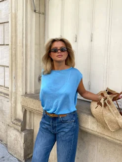 Djerf Avenue Lazuli Top Blue Hot