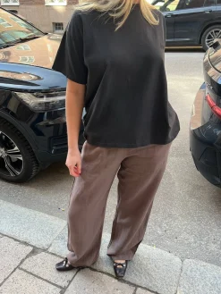 Djerf Avenue Linen Pants Brown Hot