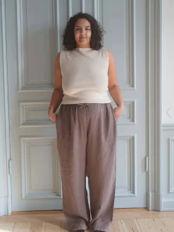 Djerf Avenue Linen Pants Brown Hot