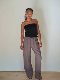 Djerf Avenue Linen Pants Brown Hot