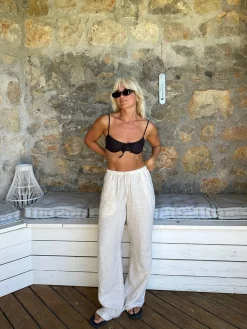 Djerf Avenue Linen Pants Cream Outlet