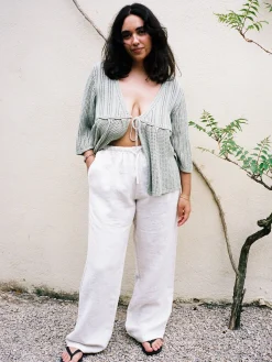 Djerf Avenue Linen Pants Cream Outlet